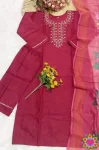 1TRENDING SLUB COTTON CUT PASTE EMBROIDERY WORK TOP BOTTOM WITH DUPATTA OFFICE WEAR WHOLESALE PRICE ETHNIC GARMENT (9)