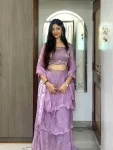 20FANCY FENDY SILK THREAD, EMBROIDERY , CODING AND SEQUENCE WORK LEHENGA BLOUSE AND WAIST BELT EXTRA FAILR WEDDING WEAR WHOLESALE PRICE ETHNIC GARMENT (2)