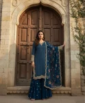 20RICH LOOK GEORGETTE EMBROIDERY 3MM SEQUENCE WITH HAND WORK TOP SHARARA WITH DUPATTA FESTIVE WEAR WHOLESALE PRICE ETHNIC GARMENT (11)