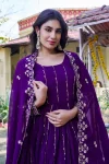 20RICH LOOK GEORGETTE SEQUENCE EMBROIDERY WORK GOWN WITH DUPATTA WEDDING WEAR WHOLESALE PRICE ETHNIC GARMENT (16)