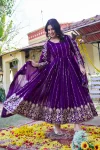 20RICH LOOK GEORGETTE SEQUENCE EMBROIDERY WORK GOWN WITH DUPATTA WEDDING WEAR WHOLESALE PRICE ETHNIC GARMENT (16)