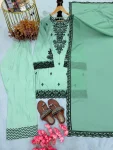 RICH LOOK RAYON COTTON EMBROIDERY THREAD WORK TOP PATIYALA WITH DUPATTA RAMA