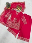 21MODERN GEORGETTE EMBROIDERY SEQUENCE WITH FANCY LATKAN WORK TOP PALAZZO WITH DUPATTA FESTIVE WEAR WHOLESALE PRICE ETHNIC GARMENT (2)