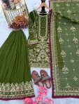 22DESIGNER GEORGETTE EMBROIDERY SEQUENCE WITH RIVET MOTI WORK TOP PALAZZO WITH DUPATTA FESTIVE WEAR WHOLESALE PRICE ETHNIC GARMENT (2)