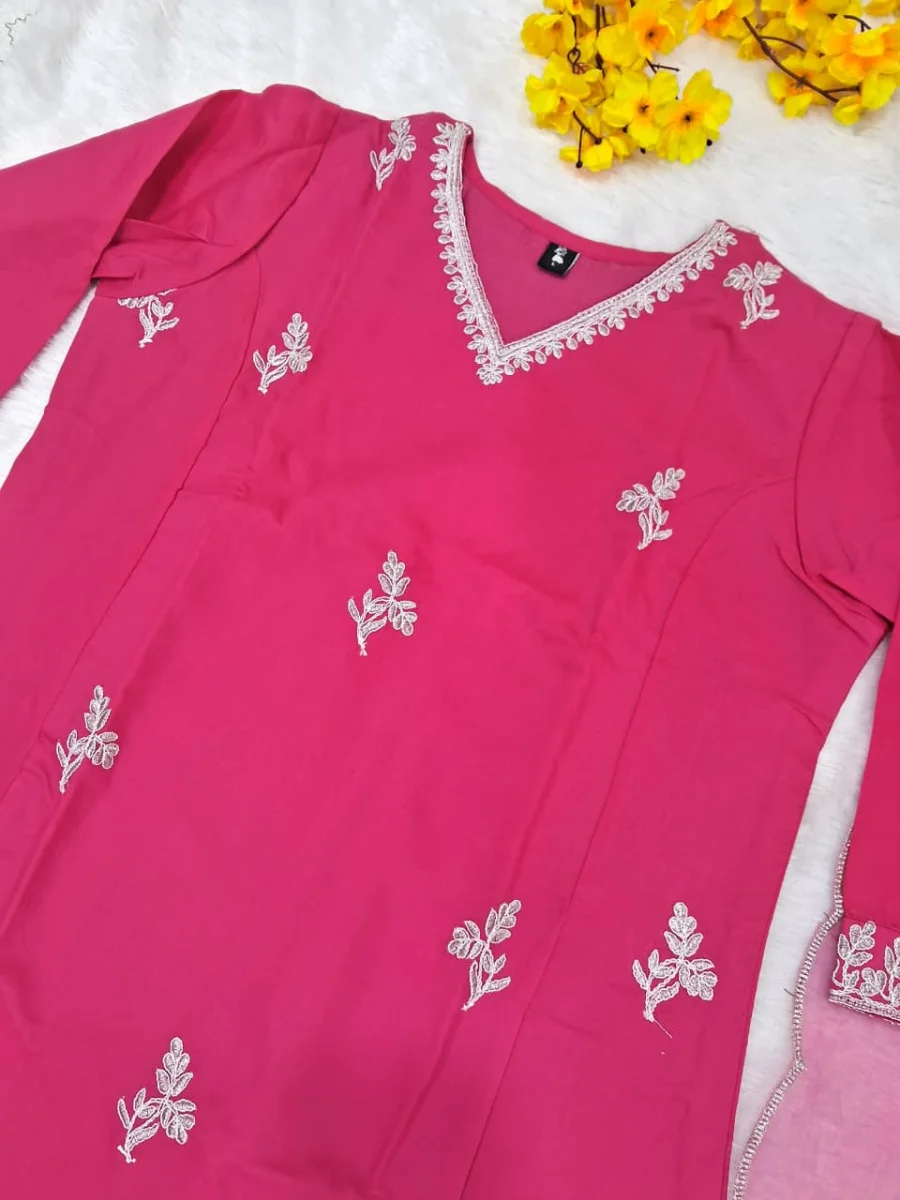 22DESIGNER MUSLIN EMBROIDERY DORI WORK TOP BOTTOM WITH DUPATTA FESTIVE WEAR WHOLESALE PRICE ETHNIC GARMENT (14)