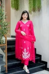 DESIGNER MUSLIN EMBROIDERY DORI WORK TOP BOTTOM WITH DUPATTA PINK