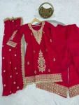 23RICH LOOK FENDY SATIN EMBROIDERY WORK WITH LACE BORDER WORK TOP PALAZZO WITH DUPATTA FESTIVE WEAR WHOLESALE PRICE ETHNIC GARMENT (16)