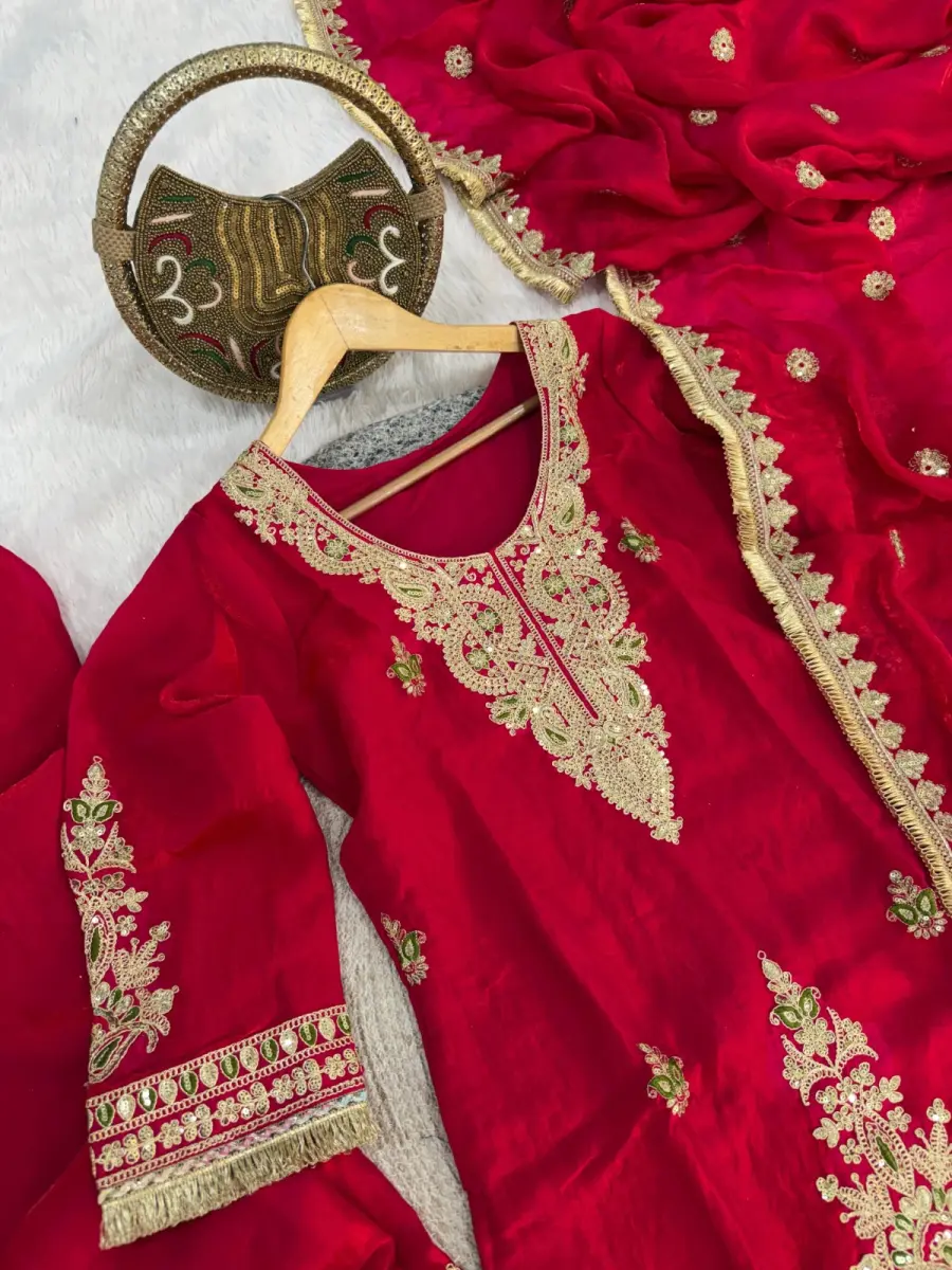23RICH LOOK FENDY SATIN EMBROIDERY WORK WITH LACE BORDER WORK TOP PALAZZO WITH DUPATTA FESTIVE WEAR WHOLESALE PRICE ETHNIC GARMENT (14)