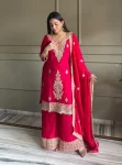 23RICH LOOK FENDY SATIN EMBROIDERY WORK WITH LACE BORDER WORK TOP PALAZZO WITH DUPATTA FESTIVE WEAR WHOLESALE PRICE ETHNIC GARMENT (16)