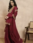 25DESIGNER GEORGETTE EMBROIDERY THREADS & SEQUENCE WORK TOP SHARARA WITH DUPATTA FESTIVE WEAR WHOLESALE PRICE ETHNIC GARMENT (18)