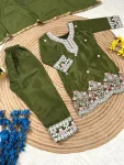 28MODERN CHINON SILK EMBROIDERY SEQUENCE WORK KID’S TOP BOTTOM WITH DUPATTA FESTIVE WEAR WHOLESALE PRICE ETHNIC GARMENT (19)
