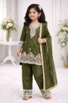 28MODERN CHINON SILK EMBROIDERY SEQUENCE WORK KID’S TOP BOTTOM WITH DUPATTA FESTIVE WEAR WHOLESALE PRICE ETHNIC GARMENT (19)
