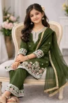 28MODERN CHINON SILK EMBROIDERY SEQUENCE WORK KID’S TOP BOTTOM WITH DUPATTA FESTIVE WEAR WHOLESALE PRICE ETHNIC GARMENT (19)