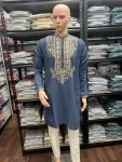 2DESIGNER ARMANI LACHKO EMBROIDERY SEQUENCE WORK MEN’S KURTA PAYJAMA FESTIVE WEAR WHOLESALE PRICE ETHNIC GARMENT (5)