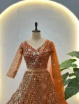 2DESIGNER BUTTERFLY NET SEQUENCE AND CODING EMBROIDERY WORK LEHENGA CHOLI WITH DUPATTA RECEPTION WEAR WHOLESALE PRICE ETHNIC GARMENT (4)