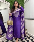 DESIGNER CHANDERI COTTONEMBROIDERY WORK TOP BOTTOM WITH DUPATTA PURPLE
