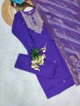 2DESIGNER CHANDERI COTTONEMBROIDERY WORK TOP BOTTOM WITH DUPATTA FESTIVE WEAR WHOLESALE PRICE ETHNIC GARMENT (2)