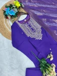 2DESIGNER CHANDERI COTTONEMBROIDERY WORK TOP BOTTOM WITH DUPATTA FESTIVE WEAR WHOLESALE PRICE ETHNIC GARMENT (2)