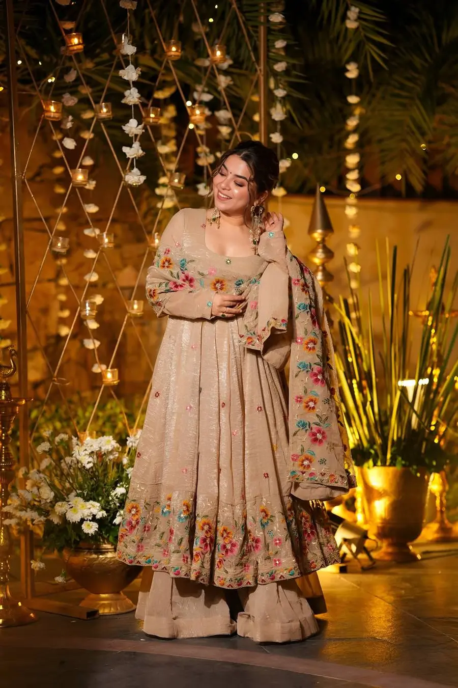 2DESIGNER CRUNCHY SILK MULTI EMBROIDERY & SEQUENCE WORK GOWN PALAZZO WITH DUPATTA WEDDING WEAR WHOLESALE PRICE ETHNIC GARMENT (18)