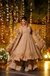 2DESIGNER CRUNCHY SILK MULTI EMBROIDERY & SEQUENCE WORK GOWN PALAZZO WITH DUPATTA WEDDING WEAR WHOLESALE PRICE ETHNIC GARMENT (15)