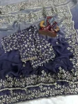 2DESIGNER FENDY CHIFFON SEQUENCE EMBROIDERY WORK SAREE WITH UNSTITCHED BLOUSE WEDDING WEAR WHOLESALE PRICE ETHNIC GARMENT (16)