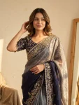 2DESIGNER FENDY CHIFFON SEQUENCE EMBROIDERY WORK SAREE WITH UNSTITCHED BLOUSE WEDDING WEAR WHOLESALE PRICE ETHNIC GARMENT (16)