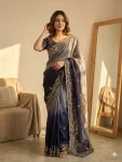 2DESIGNER FENDY CHIFFON SEQUENCE EMBROIDERY WORK SAREE WITH UNSTITCHED BLOUSE WEDDING WEAR WHOLESALE PRICE ETHNIC GARMENT (16)