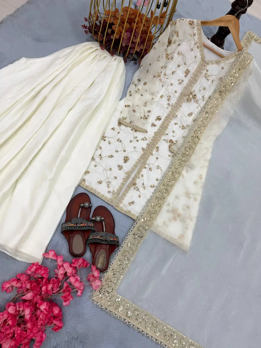 2DESIGNER FENDY SILK EMBROIDERY SEQUENCE & CODING DORI WITH RIVET MOTI WORK TOP PALAZZO WITH DUPATTA FESTIVE WEAR WHOLESALE PRICE ETHNIC GARMENT (6)