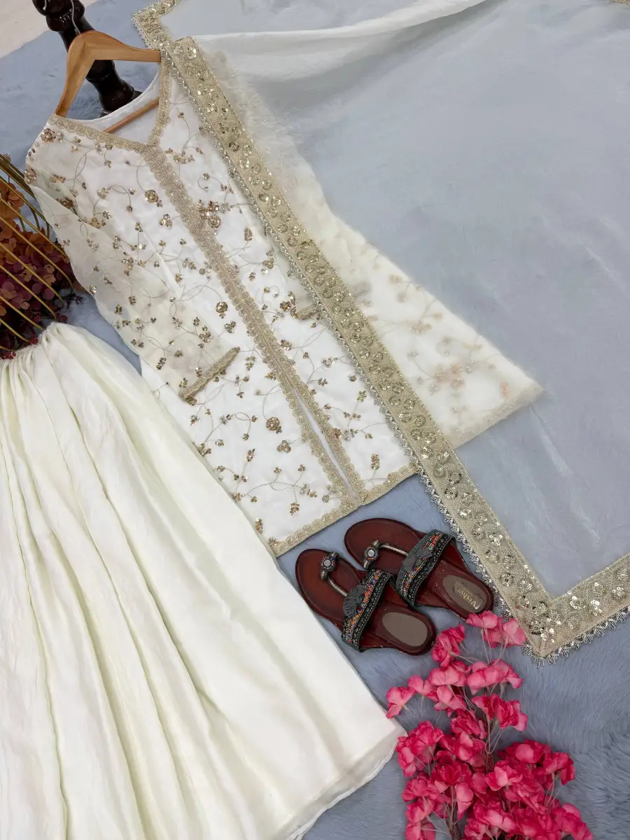 2DESIGNER FENDY SILK EMBROIDERY SEQUENCE & CODING DORI WITH RIVET MOTI WORK TOP PALAZZO WITH DUPATTA FESTIVE WEAR WHOLESALE PRICE ETHNIC GARMENT (7)