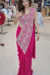 DESIGNER GEORGETTE EMBROIDERY SEQUENCE WORK READY TO WEAR SAREE WITH STITCHED BLOUSE  PINK