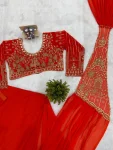 2DESIGNER GEORGETTE EMBROIDERY THREAD & SEMI BEADS WORK READY TO WEAR WHOLESALE PRICE ETHNIC GARMENT (15)