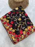 2DESIGNER GEORGETTE LUCKNOWI EMBROIDERY WORK SAREE WITH UNSTITCHED BLOUSE WEDDING WEAR WHOLESALE PRICE ETHNIC GARMENT (13)