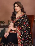 2DESIGNER GEORGETTE LUCKNOWI EMBROIDERY WORK SAREE WITH UNSTITCHED BLOUSE WEDDING WEAR WHOLESALE PRICE ETHNIC GARMENT (13)