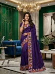 2DESIGNER MANIPURI SILK MULTI COLOUR THREAD EMBROIDERY WITH CUTWORK SAREE WITH UNSTITCHED BLOUSE WEDDING WEAR WHOLESALE PRICE ETHNIC GARMENT (1)