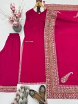 2DESIGNER ROMAN SILK EMBROIDERY SEQUENCE WORK TOP PALAZZO WITH DUPATTA FESTIVE WEAR WHOLESALE PRICE ETHNIC GARMENT (10)