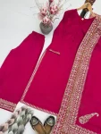 2DESIGNER ROMAN SILK EMBROIDERY SEQUENCE WORK TOP PALAZZO WITH DUPATTA FESTIVE WEAR WHOLESALE PRICE ETHNIC GARMENT (10)