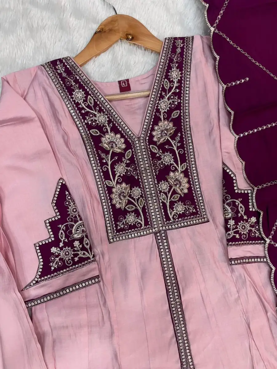 2DESIGNER ROMAN SILK MULTI EMBROIDERY THREAD WITH BEAUTIFUL HAND WORK TOP PALAZZO WITH DUPATTA FESTIVE WEAR WHOLESALE PRICE ETHNIC GARMENT (31)