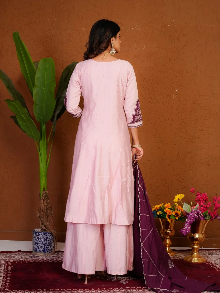 2DESIGNER ROMAN SILK MULTI EMBROIDERY THREAD WITH BEAUTIFUL HAND WORK TOP PALAZZO WITH DUPATTA FESTIVE WEAR WHOLESALE PRICE ETHNIC GARMENT (37)