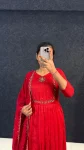 2DESIGNER VICHITRA SILK HANDWORK GOWN WITH DUPATTA FESTIVE WEAR WHOLESALE PRICE ETHNIC GARMENT (5)