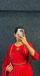 2DESIGNER VICHITRA SILK HANDWORK GOWN WITH DUPATTA FESTIVE WEAR WHOLESALE PRICE ETHNIC GARMENT (5)