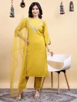2FANCY BLEND COTTON EMBROIDERY WORK TOP BOTTOM WITH DUPATTA FESTIVE WEAR WHOLESALE PRICE ETHNIC GARMENT (14)