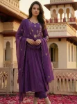 2FANCY CHANDERI SILK EMBROIDERY WORK TOP BOTTOM WITH DUPATTA FESTIVE WEAR WHOLESALE PRICE ETHNIC GARMENT (13)