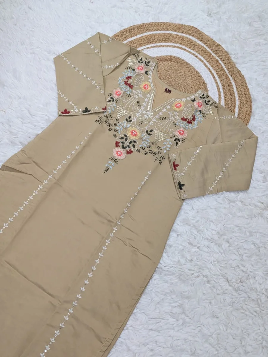 2FANCY CHANDERI SILK SEQUENCE CODING EMBROIDERY WORK TOP BOTTOM WITH DUPATTA FESTIVE WEAR WHOLESALE PRICE ETHNIC GARMENT (20)