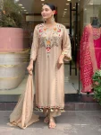 2FANCY CHANDERI SILK SEQUENCE CODING EMBROIDERY WORK TOP BOTTOM WITH DUPATTA FESTIVE WEAR WHOLESALE PRICE ETHNIC GARMENT (21)