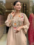 2FANCY CHANDERI SILK SEQUENCE CODING EMBROIDERY WORK TOP BOTTOM WITH DUPATTA FESTIVE WEAR WHOLESALE PRICE ETHNIC GARMENT (21)
