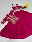 2FANCY CHINON EMBROIDERY THREAD AND SEQUENCE WORK LEHENGA CHOLI WITH JACKET WEDDING WEAR WHOLESALE PRICE ETHNIC GARMENT (28)