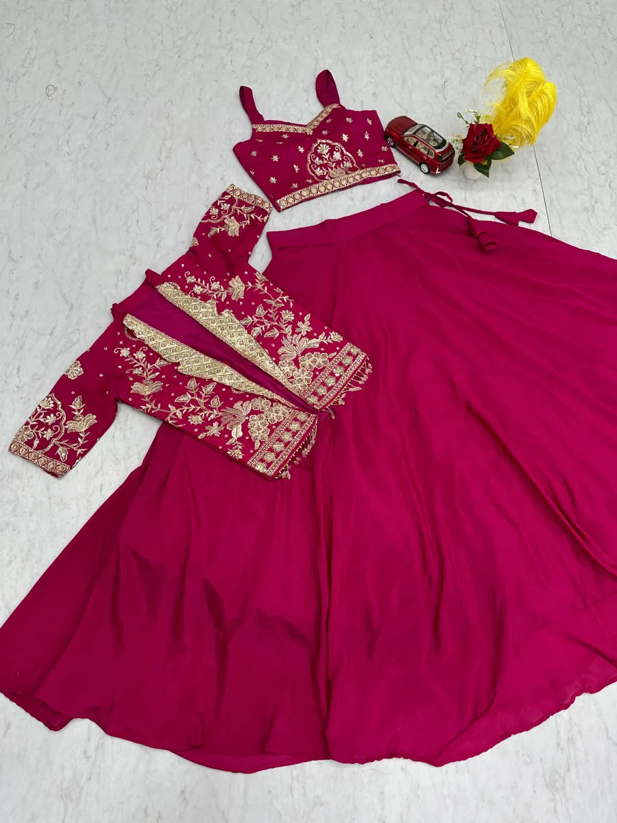 2FANCY CHINON EMBROIDERY THREAD AND SEQUENCE WORK LEHENGA CHOLI WITH JACKET WEDDING WEAR WHOLESALE PRICE ETHNIC GARMENT (18)