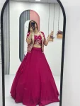 2FANCY CHINON EMBROIDERY THREAD AND SEQUENCE WORK LEHENGA CHOLI WITH JACKET WEDDING WEAR WHOLESALE PRICE ETHNIC GARMENT (28)