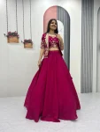 FANCY CHINON EMBROIDERY THREAD AND SEQUENCE WORK LEHENGA CHOLI WITH JACKET RANI