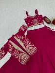 2FANCY CHINON EMBROIDERY THREAD AND SEQUENCE WORK LEHENGA CHOLI WITH JACKET WEDDING WEAR WHOLESALE PRICE ETHNIC GARMENT (28)